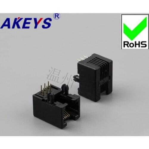 10PCS high temperature resistant RJ11 socket 95001-6P6C-90-Black Core telephone socket telephone socket full plastic