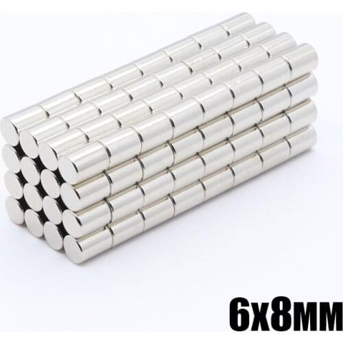 200pcs 6x8 mm Neodymium N35 Dia 6mm x 8mm Strong Magnets Tiny Disc NdFeB Rare Earth For Crafts Models Fridge Sticking Free Shipp
