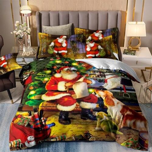 2021 Merry Christmas 3D Bedding Set Duvet Cover Santa Claus Comforter Bed Set Gifts USA Size Twin Full Queen King