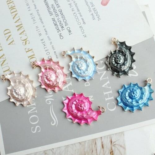 26*35mm Enamel Mixed Color Painting Conch Pendant Enamel Charms DIY Accessories For Handmade Fashion Earrings 100PCS