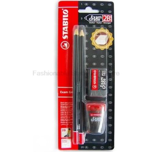 3 Sets/Lot Stabilo 288 Standard Pencils Set Non-toxic Exam Grade Solid 2.5mm Lead Wooden 2B Pencil Eraser Pencil Sharpener