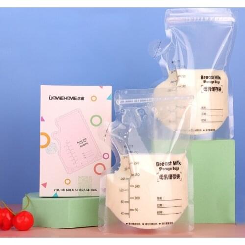 30Pcs 250ml Breast Milk Storage Bags Mother Milk Freezer Bags Infant Liquid Food Fresh Sealed Portable Feeding Pouchs Packages