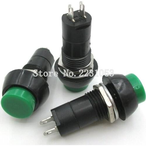 5PCS/LOT 2 Pin Plastic 12mm Push Button Latching Momentary Switch 3A 150V Green Color PBS-11A
