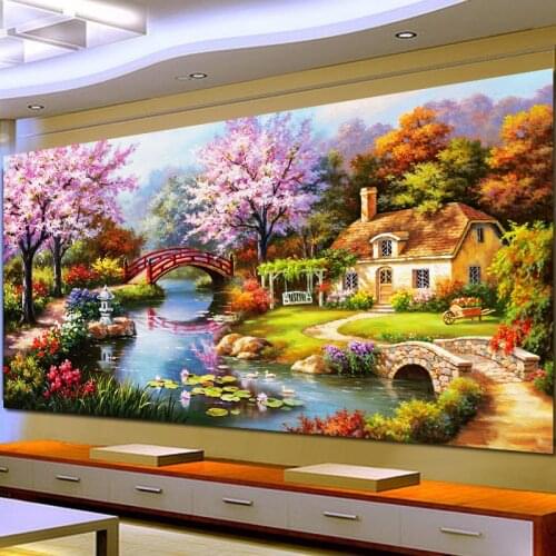 5D Diy Diamond Painting Dream Home Full Round Embroidery Diamont Landscape Paintings Cross Stitch Kits Home Decor Needlework