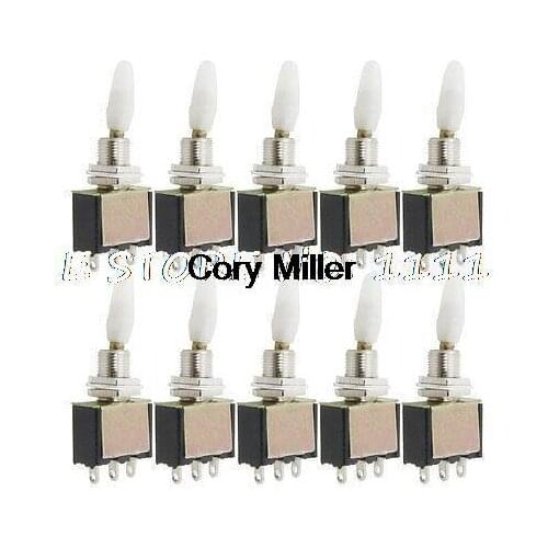 AC 250V 2A 3 Pins SPDT ON/ON 2 Position White Handle Toggle Switch