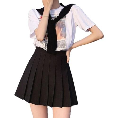 AECU Sexy Women Skirt Female Pleated Skirt High Waist Stitching Student Pleated Skirts Women Cute Sweet Girls Dance Mini Skirt