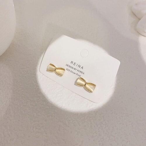 Bow Bowknot Earrings for Women Opal Stone OL Simple Korean Fashion Jewelry Brincos Pendant Wholesale S925 Pin