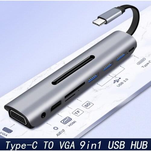 Docking Station with Type C Plug HDMI VGA USB Power Delivery Hub for Laptop Macbook Pro HP DELL Surface Lenovo Samsung Dock
