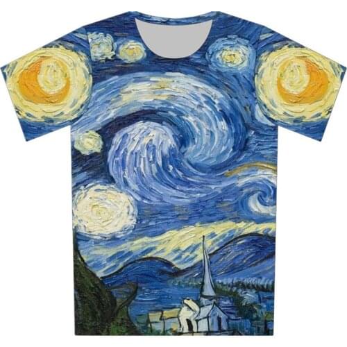 Joyonly 2018 Children Funny Art Design Oil Painting Printed T-shirts Girls Boys Summer Tops Short Sleeve Kids Clothes T shirt