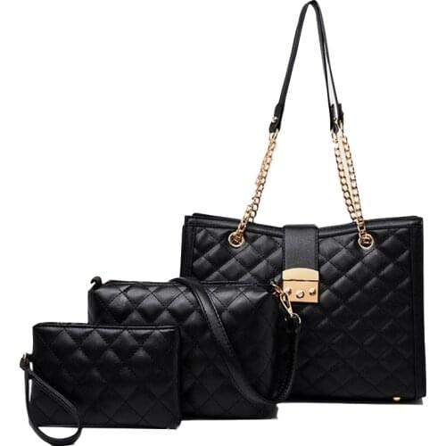 3pcs Leather Handbags Bag Set Crossbody Bags For Women Plaid Luxury Brand Women Bags Designer Shoulder Bag Clutch Bolsa Feminina