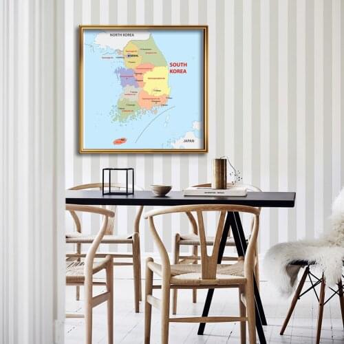 90*90cm The Korea Political Map Non-woven Canvas Painting Wall Art Poster Living Room Home Decoration Kids School Supplies