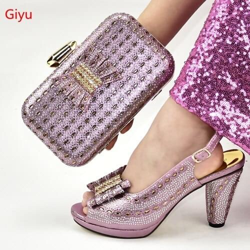 Doershow beautiful style Shoes And Bag Matching Set With wine Hot Selling Women Italian Shoes And Bag Set For Party SAB1-12