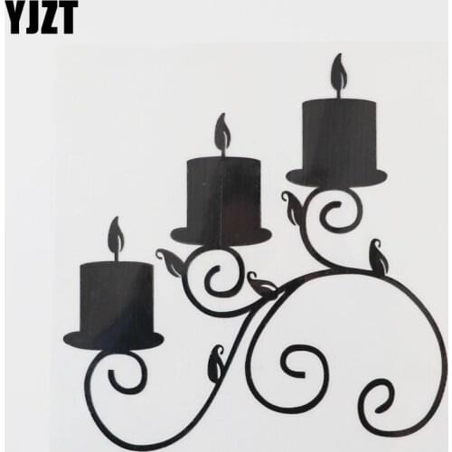 YJZT 13.7CM×14.2CM Beautiful Candlestick Car Sticker Vinyl Decal Accessories Black/Silver 13E-0053