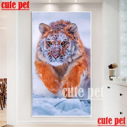 Cute pet 5D Square round Diamond Tiger animal DIY Diamond Painting Cross Stitch rhinestone Diamond Mosaic Home Decor Large