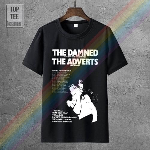 Mens Black T Shirt Damned & The Adverts Gig Guide Poster 1977 Punk Rock S 5Xl