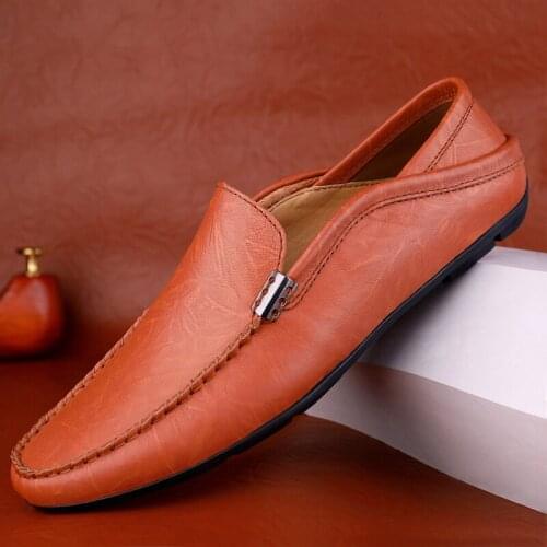 Man Fashion First Layer Cowhide Casual Shoes Two Wearing Method Male Genuine Leather Loafer Moccasin Hombre Slip-On Driving Shoe