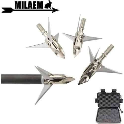 Archery 3 Blades Arrowheads 100Gr Broadheads Broadhead Box for Carbon Arrows, Crossbow Bow and Arrow Shooting Accessories