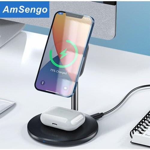 Qi 15W Fast Magnetic Desktop Wireless Charger Stand For MagSafe Wireless Chargers Holder For Airpods Pro For iPhone 12 12Pro Max