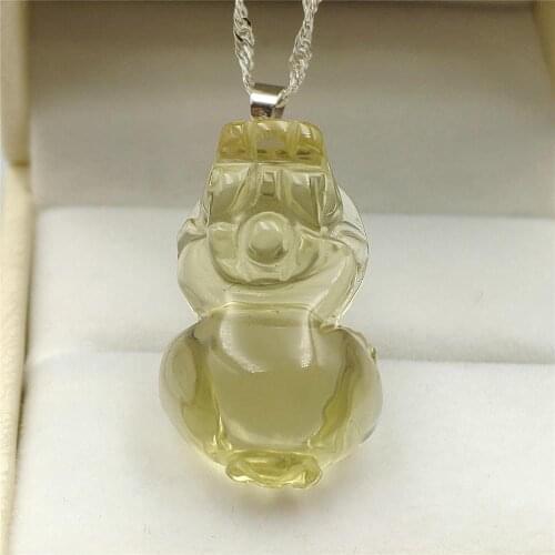 Natural Citrine Quartz Yellow Pendant Gemstone Pi xiu Carved Citrine Pendant 30x20x15mm Necklace Drop Shipping AAAAA