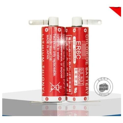 2pcs/lot New Original AA 14500 ER6C 3.6V Lithium Battery PLC Batteries Free Shipping With solder feet