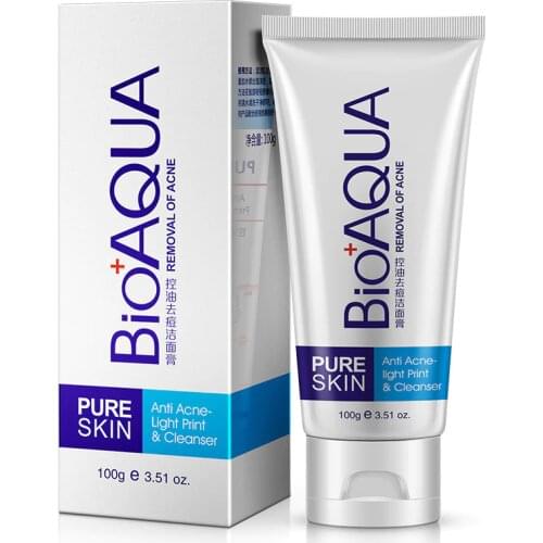 Bioaqua Acne Treatment Facial Cleanser Black Head Remove Oil-Control Deep Cleansing Foam Shrink Pores 100g