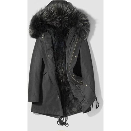 Real Fur Coat Natural Raccoon Fur Parka Winter Jacket Mens Warm Hooded Parkas Plus Size Jackets Jaqueta De Couro YDPJ-1 YY471