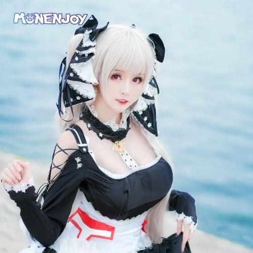 Monenjoy Azur Lane HMS Formidable Cosplay Wig Silvery White Twin-Tail Cos Hair