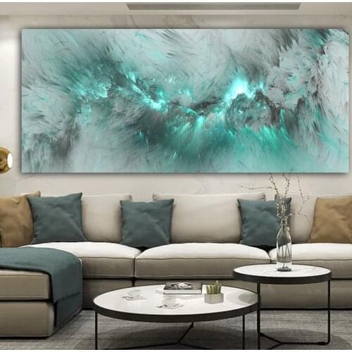 DDHH Iight Blue Cloud Abstract Oil Painting Think Independe Wall Picture For Living Room Canvas Modern Art Poster And Print