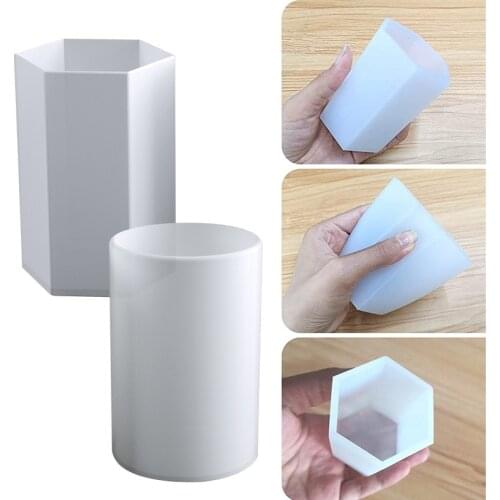 Crystal Epoxy Dried Flower Decoration Cylinder Hexagon Resin Mold DIY Silicone Molds for Candles Wax Melt Mold Candle Making