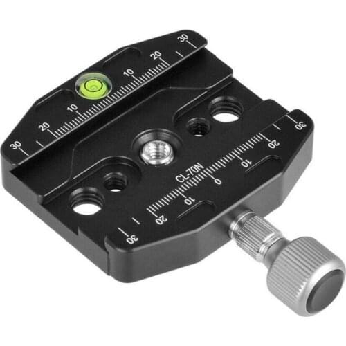 Bubble Level 70mm Aluminum Alloy Quick Release QR Plate Clamp 3/8-inch With 1/4-inch Adapter For Arca Swiss Benro CL-70N