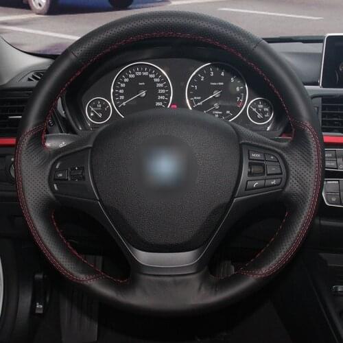 Hand-stitched leather and suede car steering wheel cover for BMW F30 F31 F34 F20 F21 F22 F23