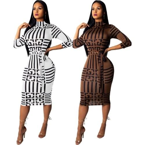 Sexy Women Dress Party long club bodycon Dresses Sashes Turtleneck Clothes