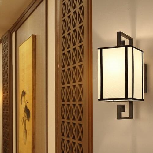 Modern Creative New Chinese Wall Lamp Multi Specification Bedroom Fabric Bedside Light LED Corridor Hotel Room Antique Lamp
