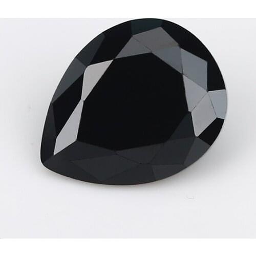 100pcs 3x3~10x10mm Pear Shape Loose Stone BLack Color Glass Synthetic Gems For Jewelry DIY Stone