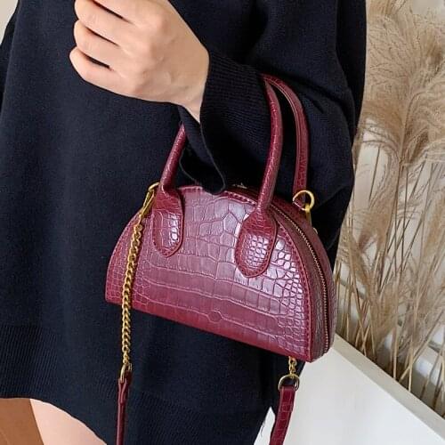 MJ Women Chain Bags PU Leather Fashion Saddle Handbag Small Semicircle Shoulder Bag Women Purse Women Stone Pattern Phone Bag