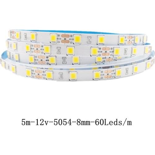 5M LED Strip Light 12V SMD5054 60Leds/m Flexible LED Tape Ribbon Stripe Light for Home Decoration White / Warm White 8mm 5m 12DC