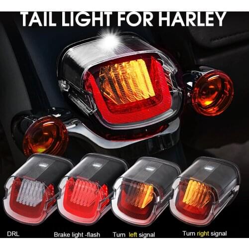 Motorcycle LED Taillight Brake Running Light Bright Yellow Turning Tail Light For Harley Sportster Dyna Softail Touring Road