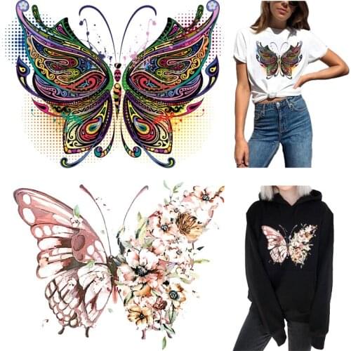 Butterfly Applique Fabric Iron-on Transfers for Clothing Thermoadhesive Patches Diy Stickers Thermal Clothes Patch Applique Kids