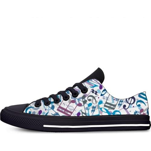 Musical Note pattern music Cool Fashion Funny Casual Cloth Shoes Low Top Lightweight Breathable 3D Printed Men women Sneakers