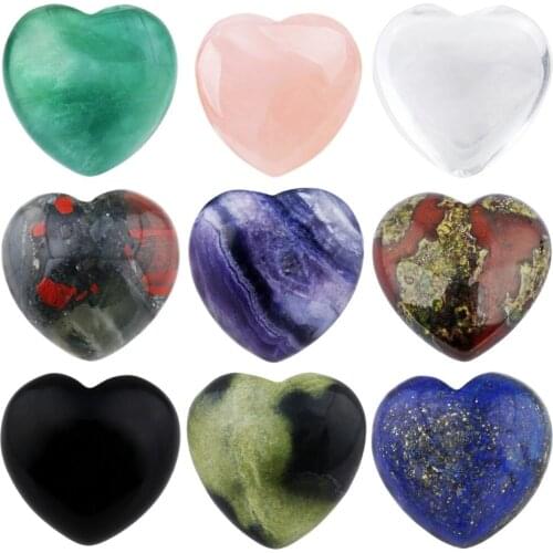 TUMBEELLUWA 1Lot (5Pc) Healing Crystals Heart Love Worry Palm Stone Reiki Balancing 0.9 inches