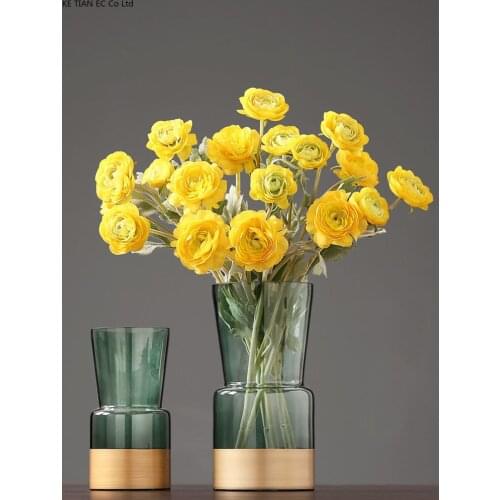 European-style Glass Vase Pink Green Hydroponic Flower Living Room Dining Table Flower Vase Clear Glass Ornaments Home Ornaments