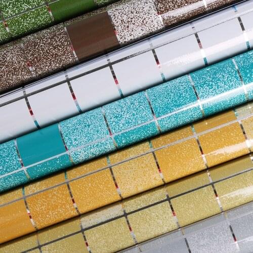 Waterproof Oil-proof Wall Paper Self adhesive Tile Wallpaper Aluminum Foil Stickers Scrub Mosaic Home Kitchen Decor Supply
