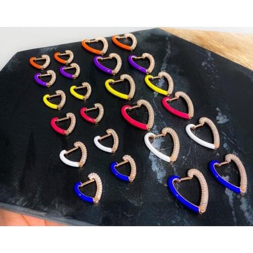 Top quality trendy women jewelry 2020 new colorful Neon enamel hearts valentines gift for lover girlfriend heart earring