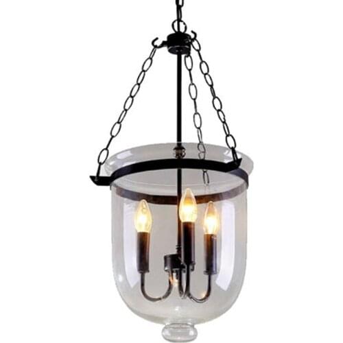 Country Black/Rust Color Clear Glass Foyer Pendant Light Retro Dining Room Decoration Light D250MM/350MM
