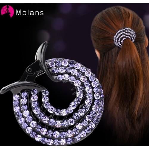 Molans Hair Accessories Women Crystal Hair Claws Headwear Solid Rhinestone Flower Hairpin Bird Nest Floral Twist Clip Headwear