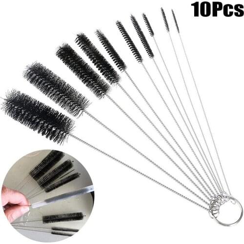 10Pcs Nylon Stainless Steel Tube Cleaning Brushes Set For For Drinking Straws Glasses Keyboards Jewelry Cleaning Brushes Clean T