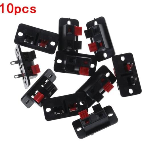 R58A 10PCS Spring Clip WP2-4 Stereo Speaker Plate Terminal Strip Board 2 Way Binding Post Connector Socket Block Push Type