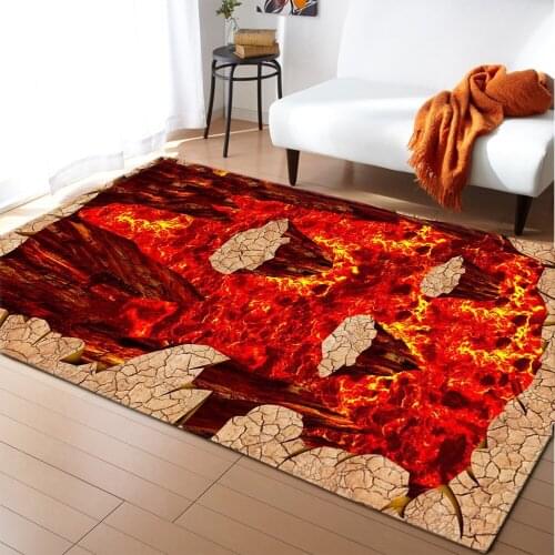 3D Magma Home Decor Carpet Flannel Anti-slip Kitchen Corridor Rug Kids Bedroom Living Room Area Rug Floor Mat for Entrance Door