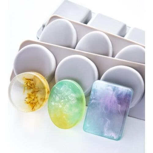 4 Cavities Geometric Mold Round Elliptical Rectangular Mold Silicone Mold Handmade Soap Silicone Mold Soap Making Supplies