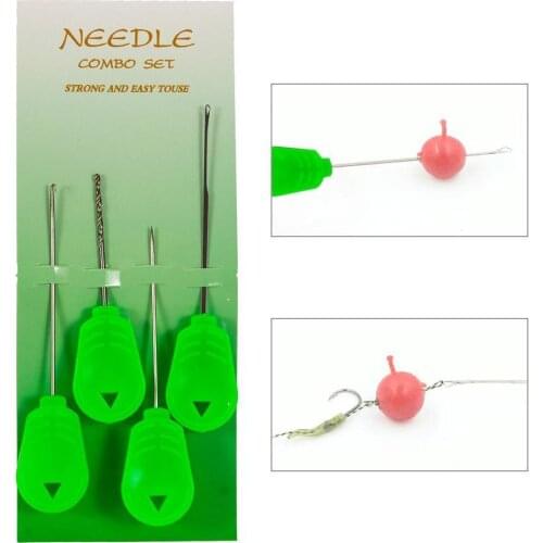 4PCS/set Carp Fishing Accessories Boilie Needle Set Tool Kit Stringer Needle Fishing Drill Baiting Tool B7O2